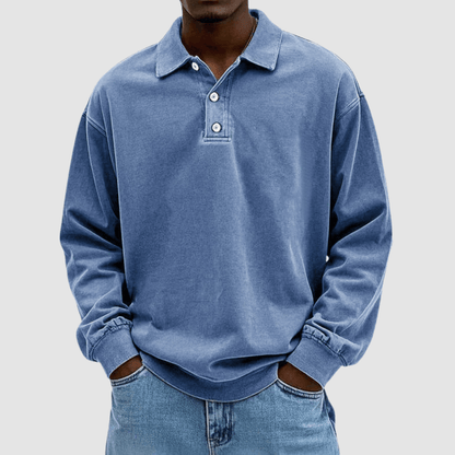 Polo Uomo Vintage Classica Cotone Manica Lunga