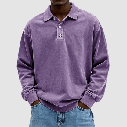 Polo Uomo Vintage Classica Cotone Manica Lunga