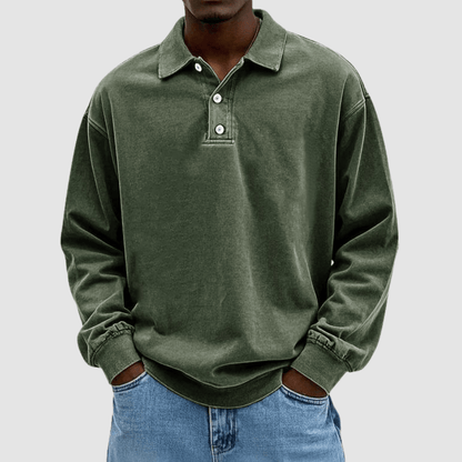 Polo Uomo Vintage Classica Cotone Manica Lunga