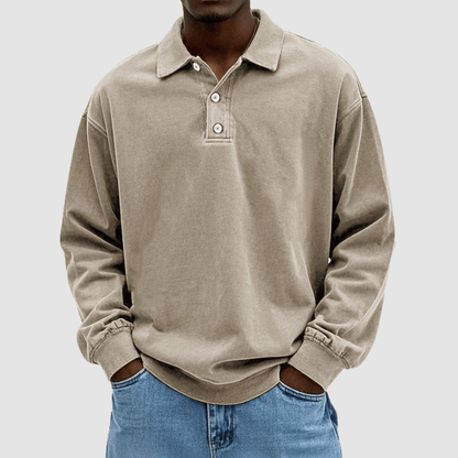 Polo Uomo Vintage Classica Cotone Manica Lunga