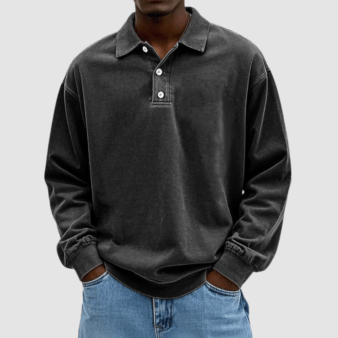 Polo Uomo Vintage Classica Cotone Manica Lunga
