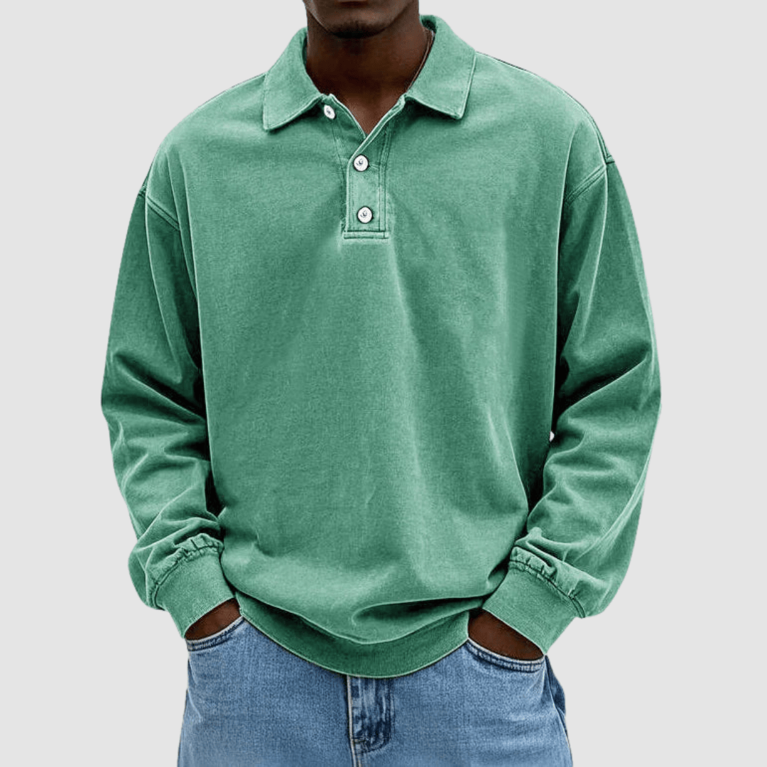 Polo Uomo Vintage Classica Cotone Manica Lunga