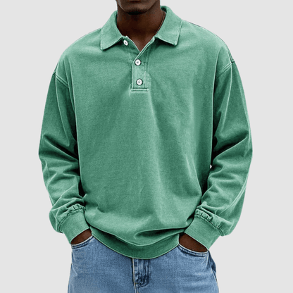 Polo Uomo Vintage Classica Cotone Manica Lunga