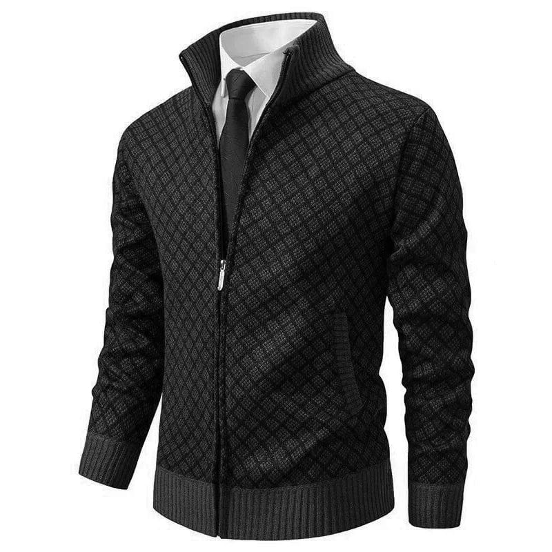 Cardigan Full Zip Moderno con Collo Alto