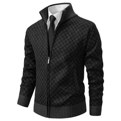 Cardigan Full Zip Moderno con Collo Alto