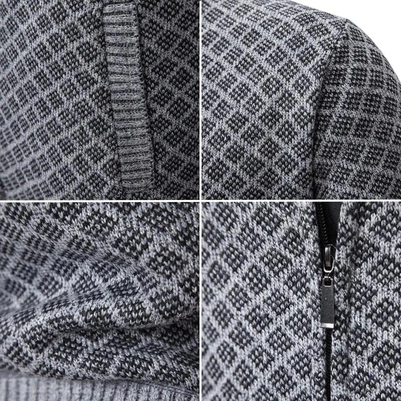 Cardigan Full Zip Moderno con Collo Alto
