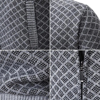Cardigan Full Zip Moderno con Collo Alto