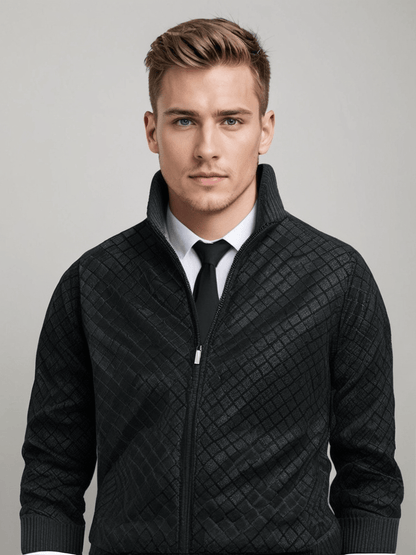 Cardigan Full Zip Moderno con Collo Alto