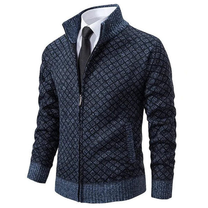 Cardigan Full Zip Moderno con Collo Alto