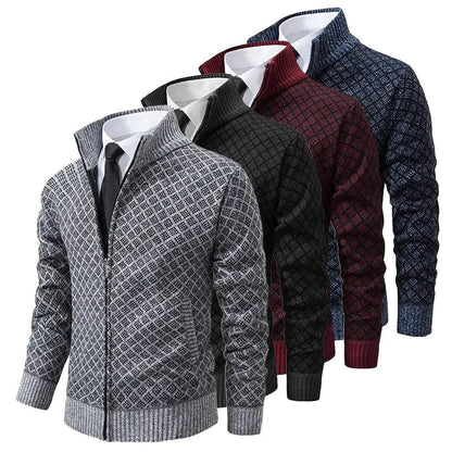 Cardigan Full Zip Moderno con Collo Alto