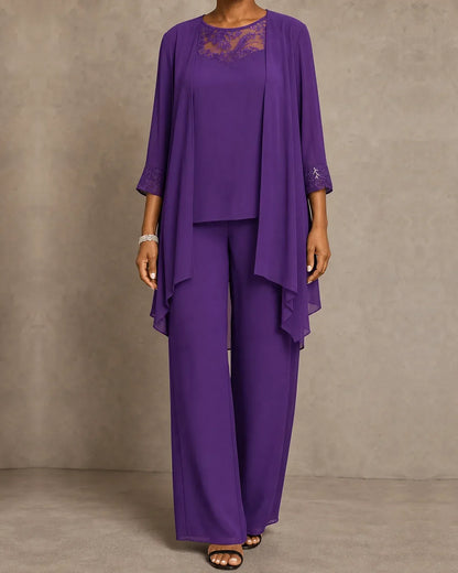 Completo da cerimonia ricamato tre pezzi con pantalone dritto