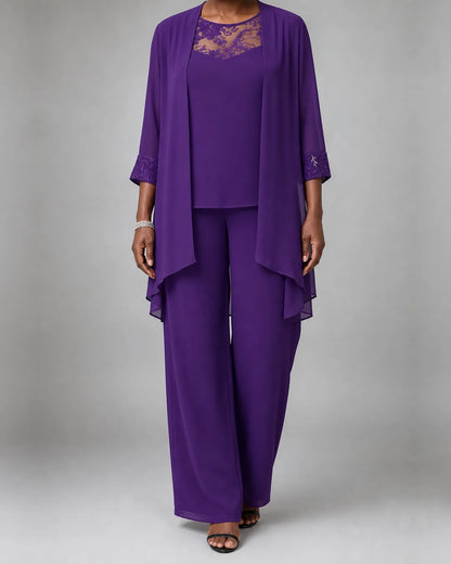 Completo da cerimonia ricamato tre pezzi con pantalone dritto
