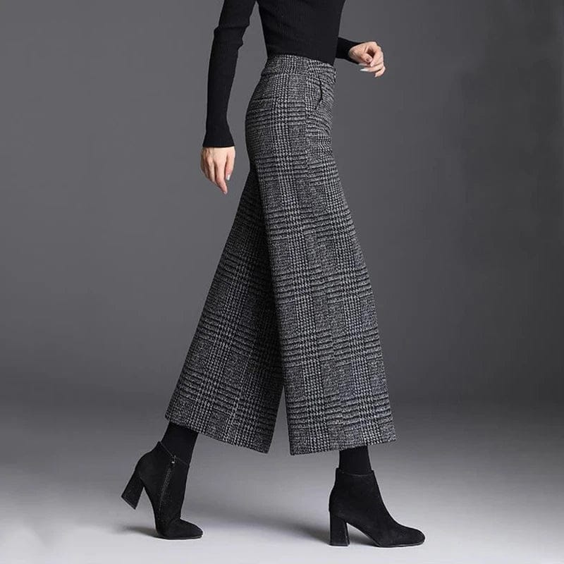 Pantaloni Donna a Gamba Ampia Agnese con Vita Alta Elastica