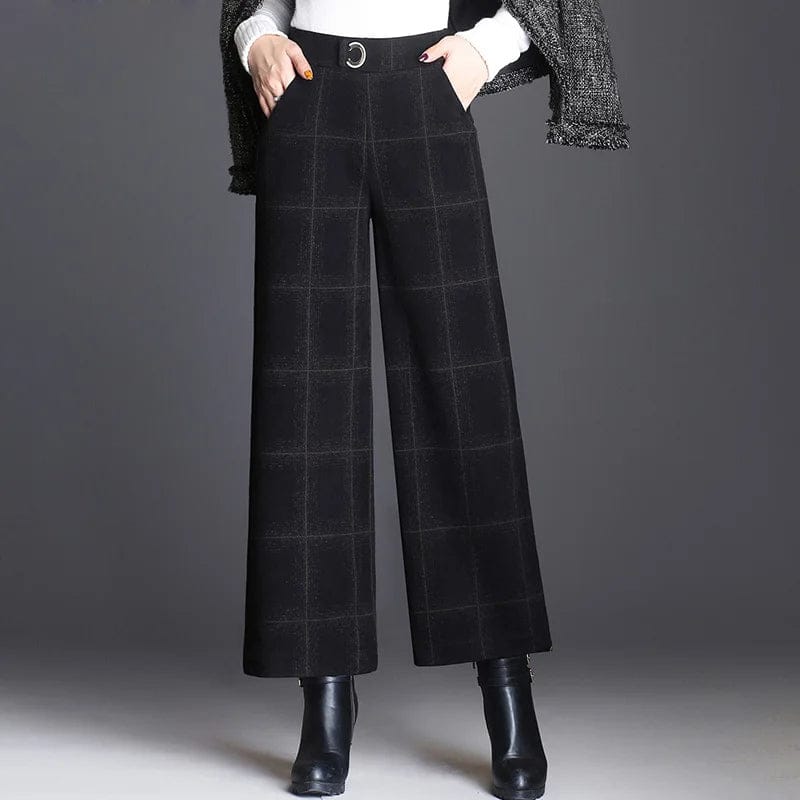 Pantaloni Donna a Gamba Ampia Agnese con Vita Alta Elastica