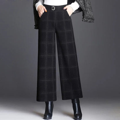 Pantaloni Donna a Gamba Ampia Agnese con Vita Alta Elastica