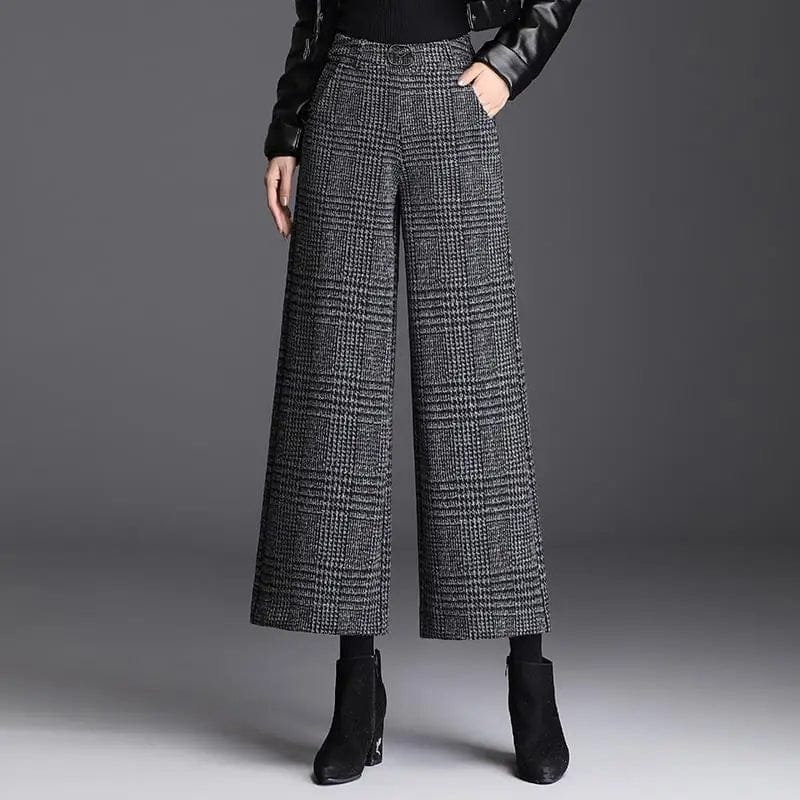 Pantaloni Donna a Gamba Ampia Agnese con Vita Alta Elastica
