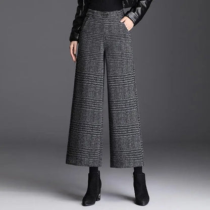 Pantaloni Donna a Gamba Ampia Agnese con Vita Alta Elastica