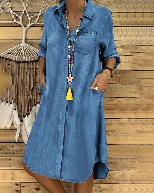 Abito Chemisier Donna in Denim Vintage — vista frontale