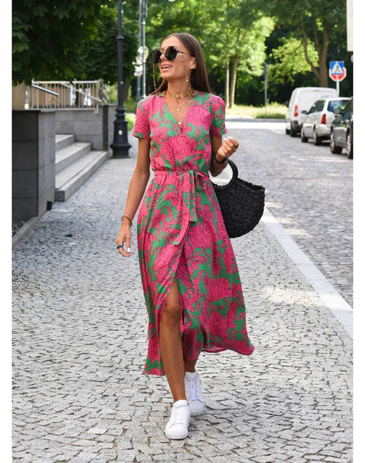 Abito Midi da Donna con Spacco — vista frontale