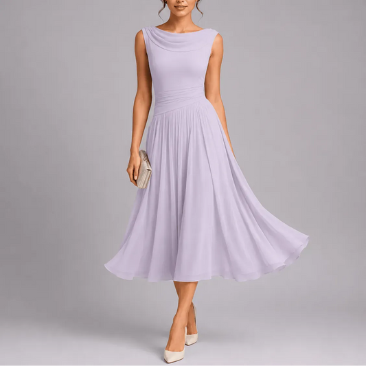 Abito Midi da Donna Elegante Plissettato — vista frontale