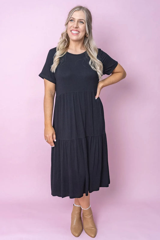 Abito Midi da Donna Nero Taglie 4–32 — vista frontale