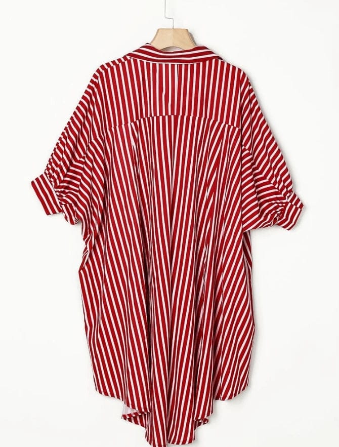 Albiera | Blusa a Righe Fluida con Orlo Asimmetrico