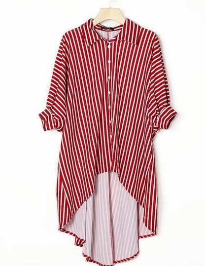 Albiera | Blusa a Righe Fluida con Orlo Asimmetrico