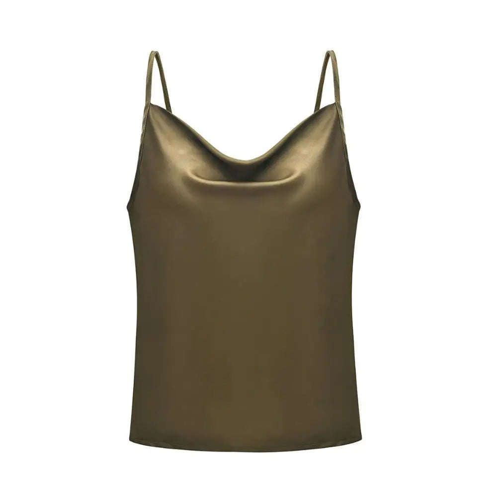 Blusa Elegante da Donna in Raso Analia | Scollo Drappeggiato