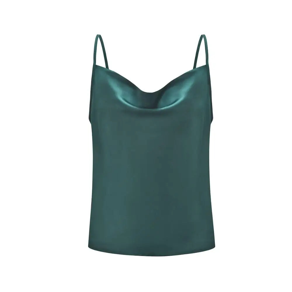 Blusa Elegante da Donna in Raso Analia | Scollo Drappeggiato
