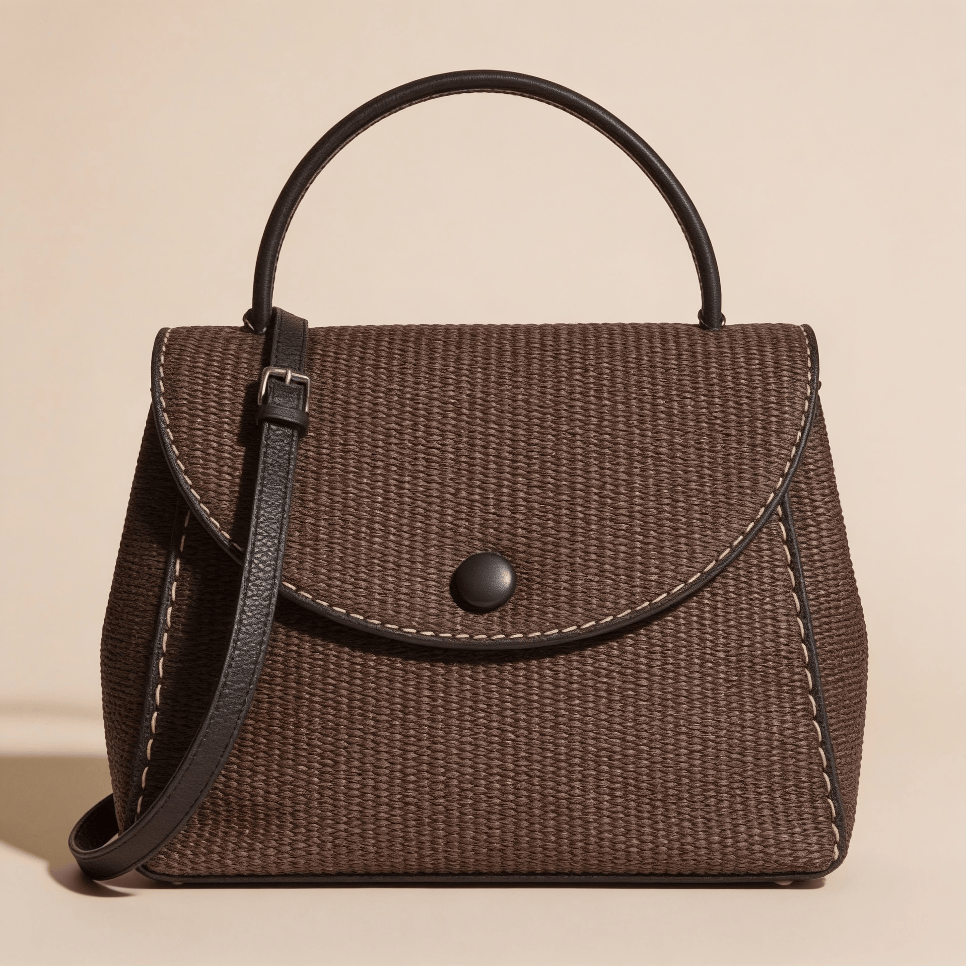 Borsa a Mano Savellini Aria Piccola Vimini Marrone Sottobosco