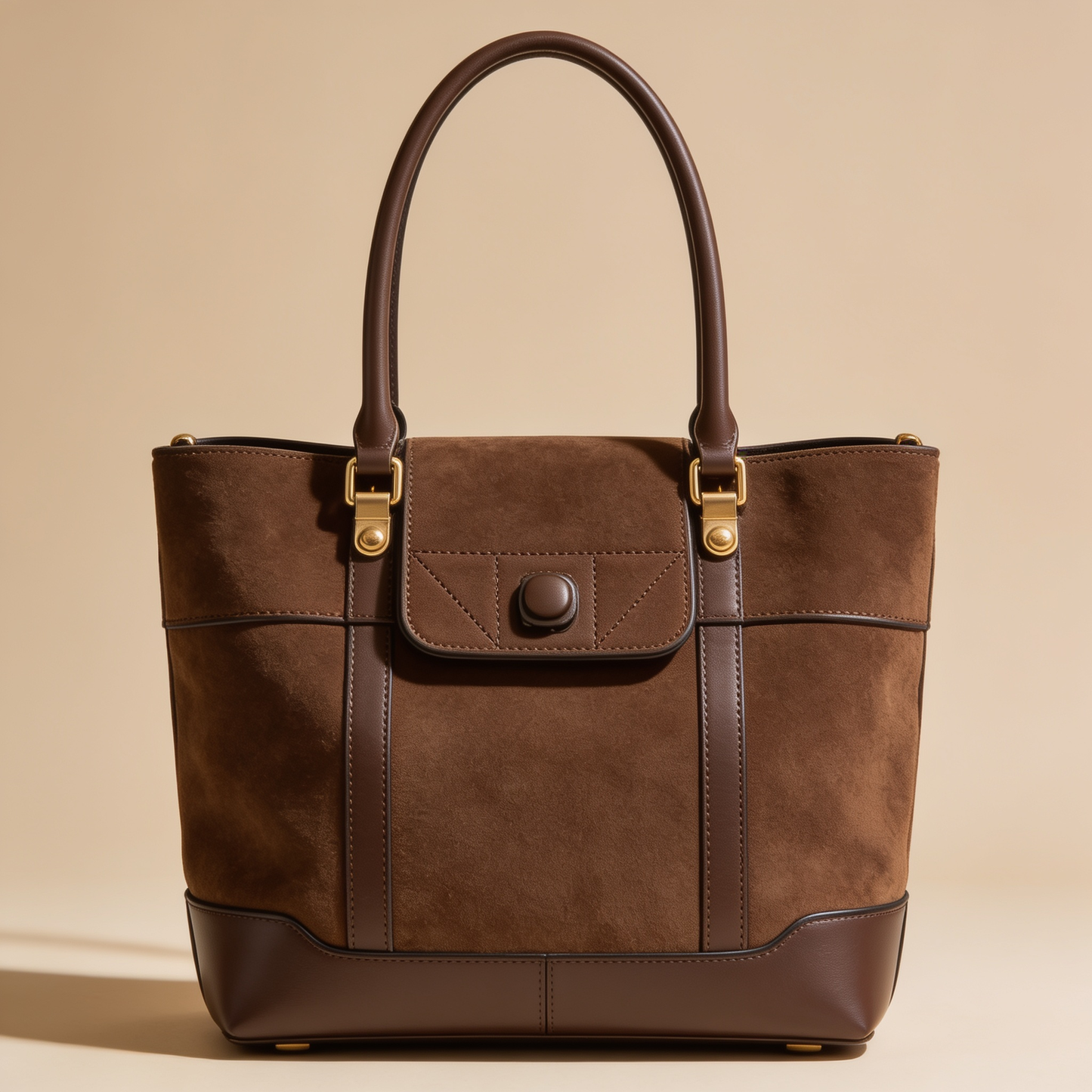 Borsa a Secchiello Savellini Luna in Camoscio Vegano — Marrone Torrone
