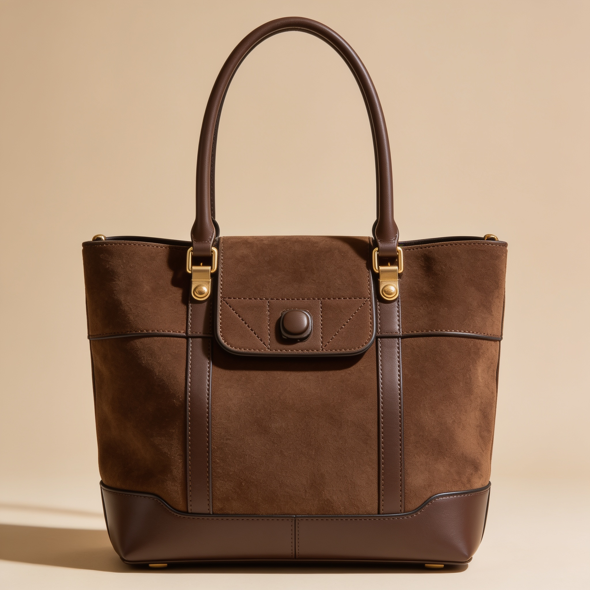 Borsa a Secchiello Savellini Luna in Camoscio Vegano — Marrone Torrone