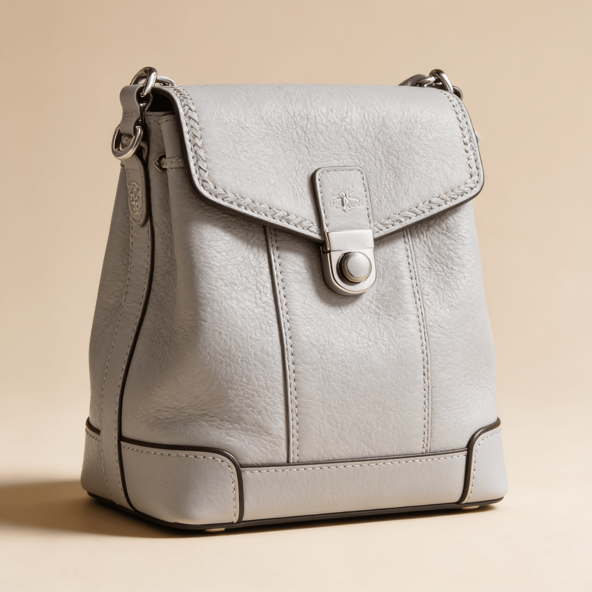 Borsa a Secchiello Savellini Luna in Ecopelle Martellata — Grigio Carrara