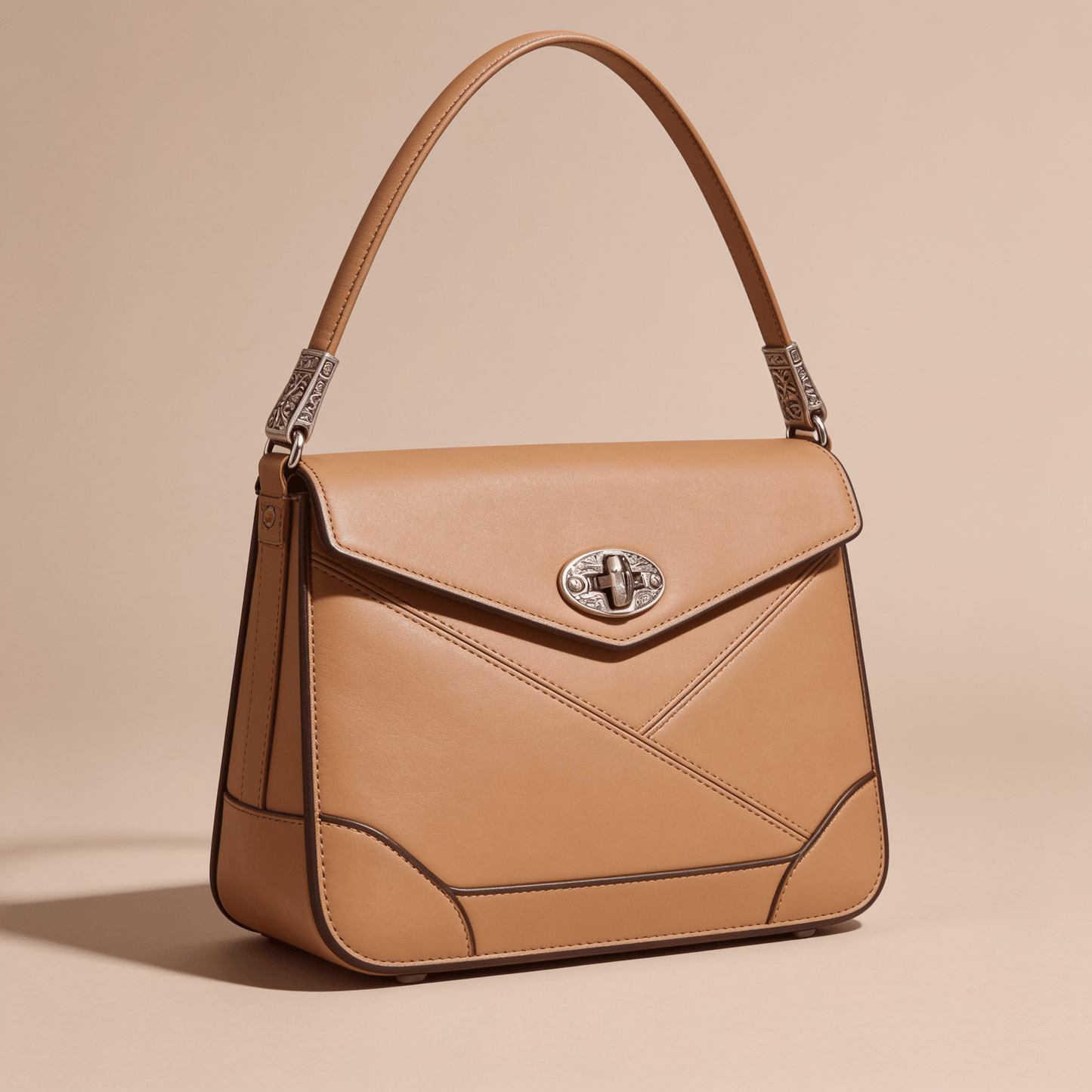 Borsa a Secchiello Savellini Luna in Ecopelle Martellata — Marrone Biscotto