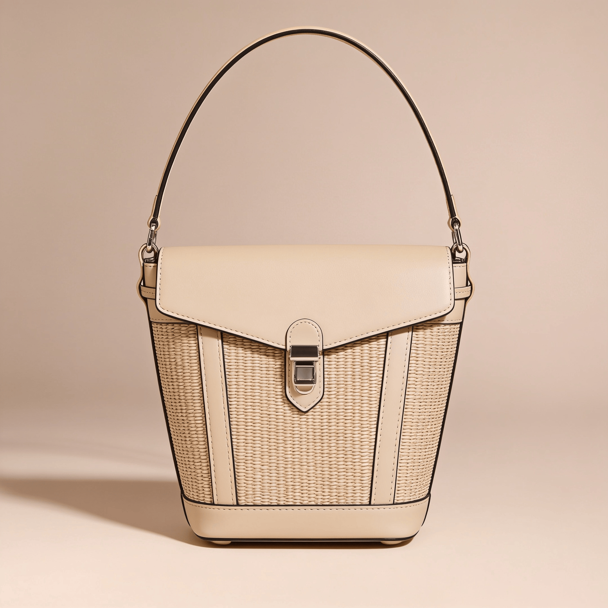 Borsa a Secchiello Savellini Luna in Vimini — Beige Paprika