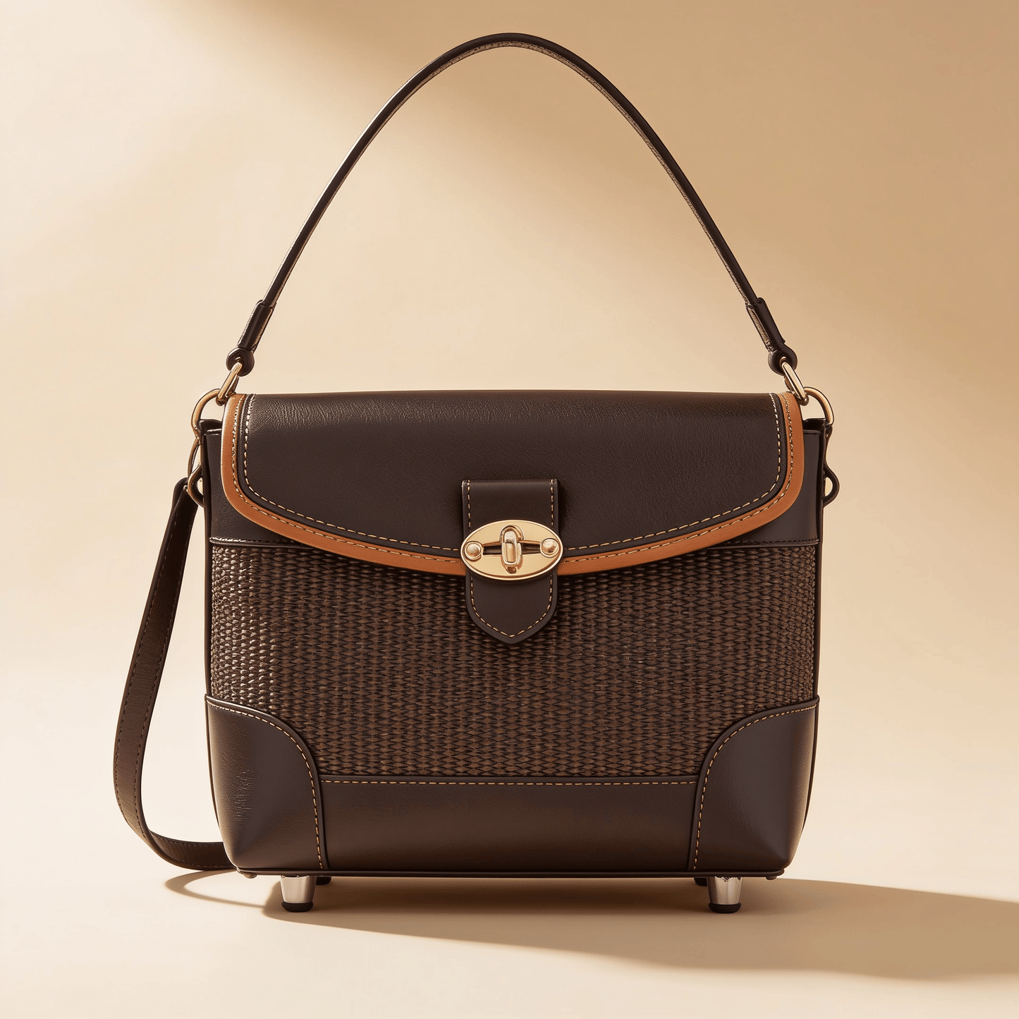 Borsa a Secchiello Savellini Luna in Vimini — Marrone Sottobosco