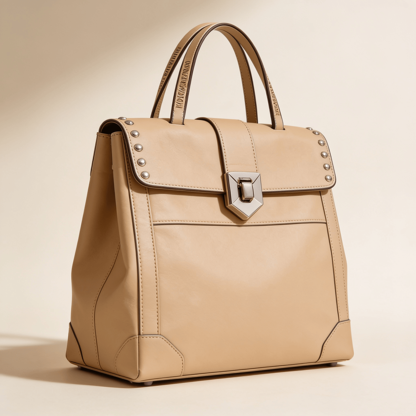 Borsa Shopper Savellini Mila in Ecopelle Liscia — Beige Naturale