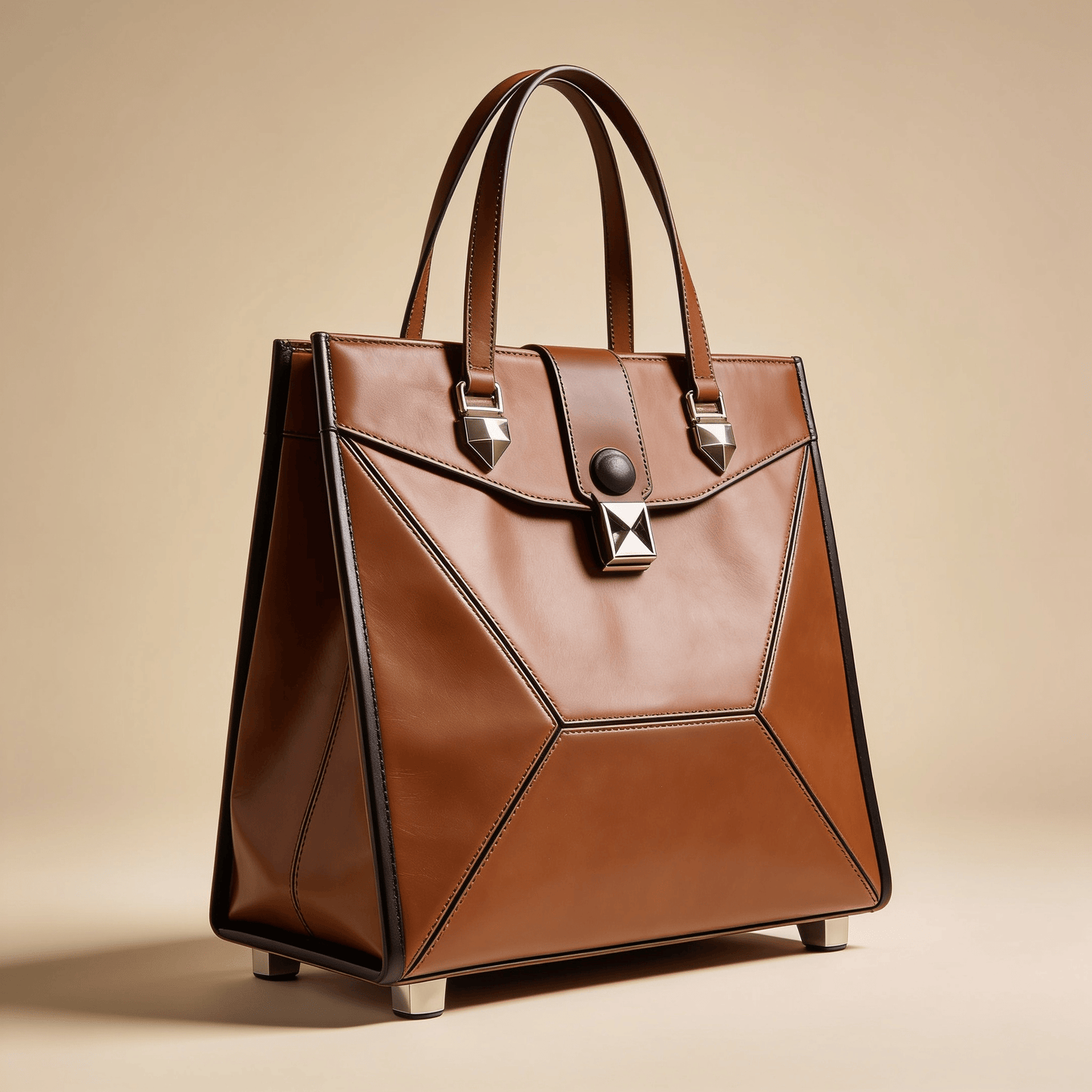 Borsa Shopper Savellini Mila in Ecopelle Liscia — Cuoio
