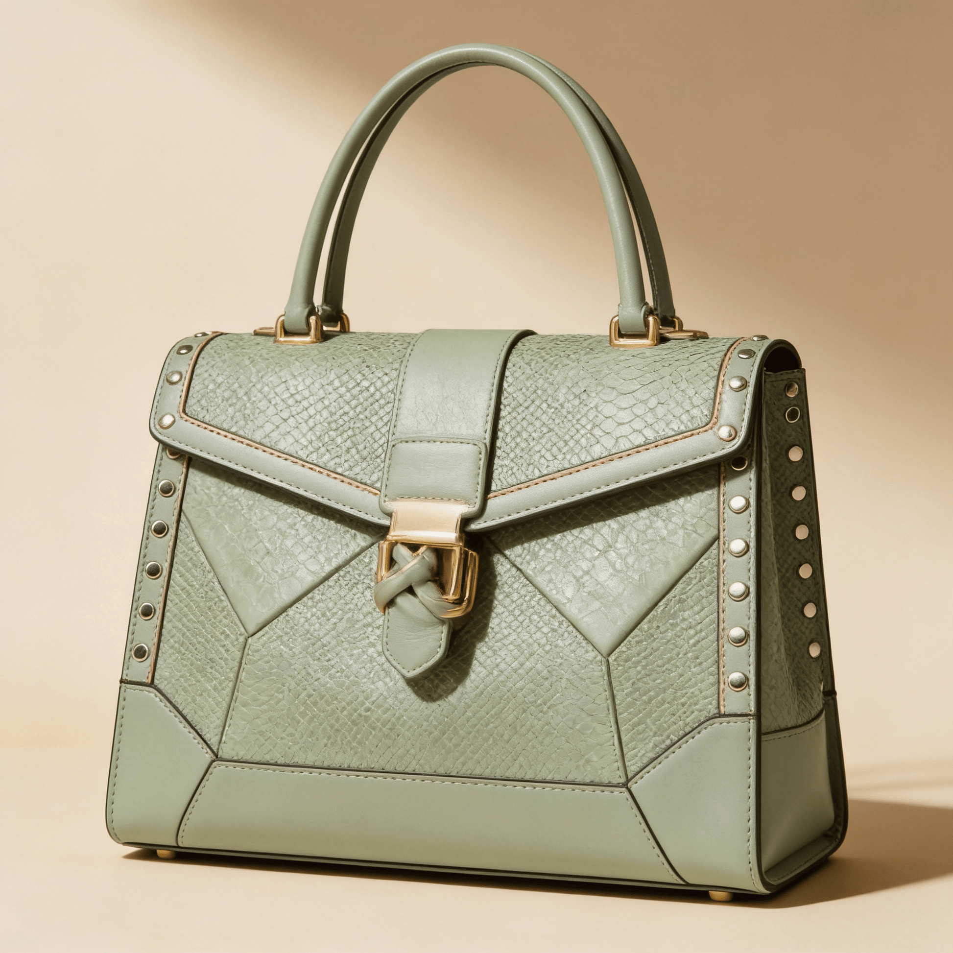 Borsa Shopper Savellini Mila in Ecopelle Stampata — Verde Salvia