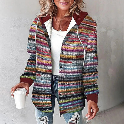 Cappotto Invernale Donna Ampio a Quadri con Cappuccio