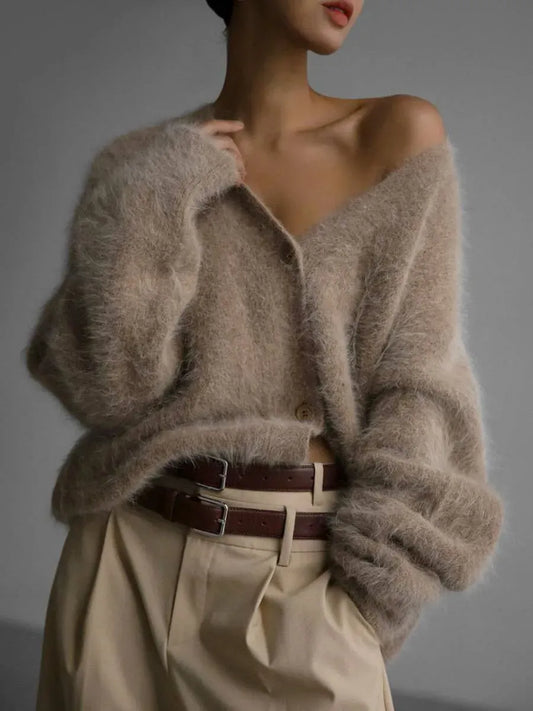 Cardigan da Donna Oversize con Bottoni — vista frontale