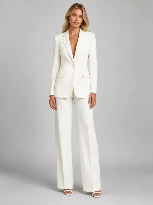 Completo Donna Blazer Sartoriale e Pantaloni Gamba Larga — vista frontale