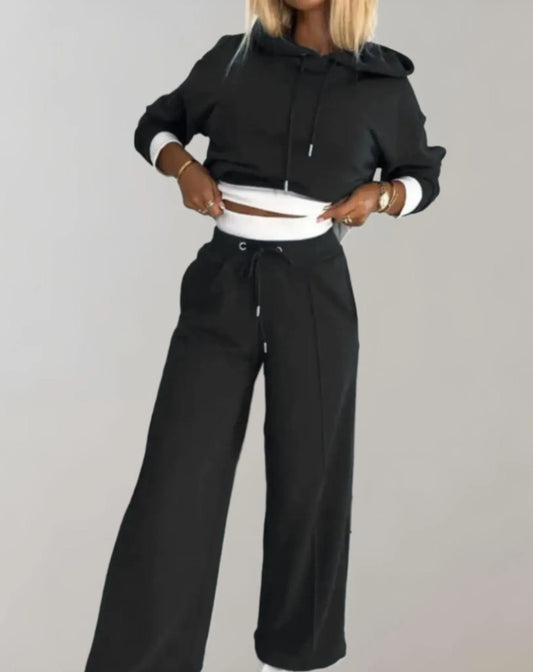 Completo Lounge Donna Felpa e Pantaloni Larghi — vista frontale