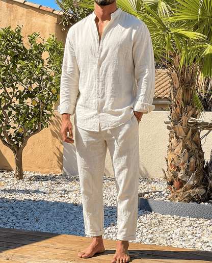 Beige Men's Summer Set Shirt and Relaxed Trousers — Lino Conti