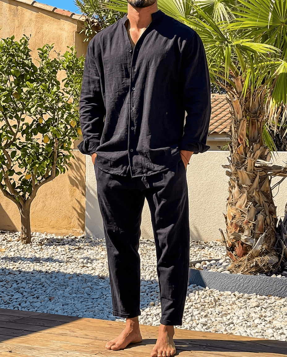 Beige Men's Summer Set Shirt and Relaxed Trousers — Lino Conti
