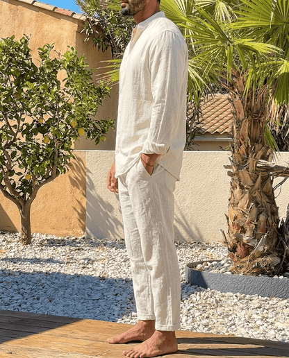 Beige Men's Summer Set Shirt and Relaxed Trousers — Lino Conti