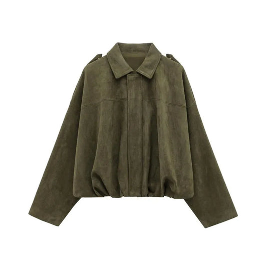Giacca bomber oversize verde militare — vista prodotto