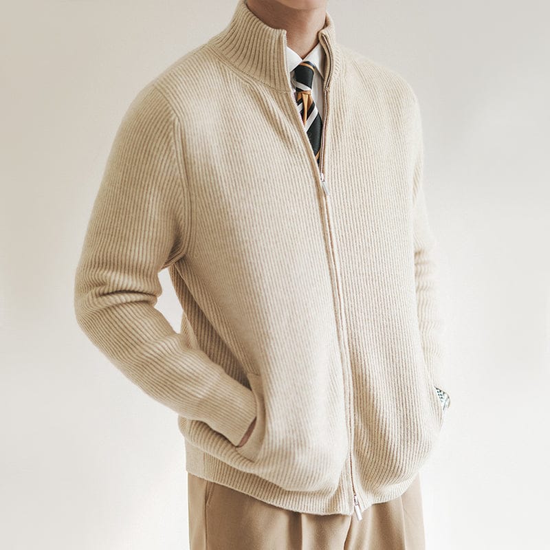 Jan | Maglione Estivo Uomo a Coste con Zip Completa