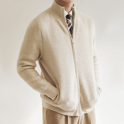 Jan | Maglione Estivo Uomo a Coste con Zip Completa