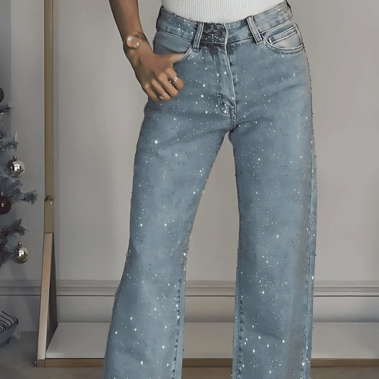 Jeans Donna Blu Scintillanti — vista frontale